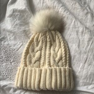 Cream cable knit beanie
